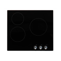 Table de cuisson vitrocéramique encastrable 3 zones 230V 50Hz 5200W avec boutons de commande, verre lisse, verrouillage enfant et minuterie