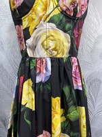 Robe de soirée XXL vintage, style printemps-été 2026, robe élégante à bretelles spaghetti, imprimé floral, longueur mi-mollet, robe noire de club