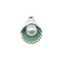 Breloque Coquillage Perlé 15x12mm en Alliage de Zinc Émaillé Coloré pour Bijoux de Costume de Sirène