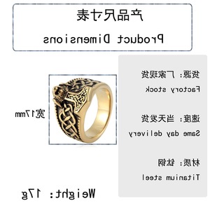 Anillo Vikingo con Cabeza de Serpiente Yunnique, Acero Dorado, Joyería de Moda para Hombre, Diseño Geométrico con Patrón Animal, Regalo para Ocasiones Especiales - Product Image 2