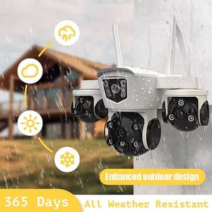 12mp 3レンズ防犯カメラソーラーパネル付き4g/WifiカメラPtz 360モーション検出リアルタイムビデオ4k Cctv Ipカメラ4k - Product Image 2