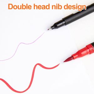 120 mélange de couleurs Double tête Fineliner pinceau marqueurs enfants adultes aquarelle Art peinture ensemble Non toxique boîte emballage - Product Image 4