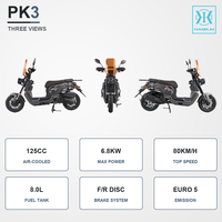 Scooter 125CC, moteur refroidi par air, démarrage sans clé, EFI, freins à disque avant et arrière, réservoir de carburant de 8 L, 80 km/h, EURO 5 pour adultes