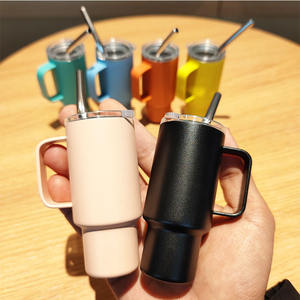 DD4428 Niedliche Schnaps gläser mit Griff Kawaii Isolierte Becher für Espresso kaffee 2 Unzen Mini Shot Becher mit Deckel und Strohhalm - Product Image 1