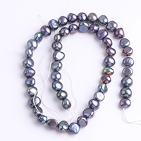 Perles de culture d'eau douce noires baroques de qualité AAAA, plaquées, 6-7 mm, à deux côtés, trou latéral, perles naturelles en vrac, troisième qualité