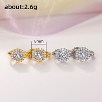 Halo Kübik Zirkonya Huggie Halka Küpeler, Kadınlar için, 8mm, Altın Kaplama Pirinç Pave CZ Kulak Halkaları, 2 Renk