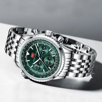 MINI FOCUS 0463 Montre Homme Affaires Simple Mode Quartz Multifonction Cadran Bleu Étanche Sport Luxe Acier Inoxydable