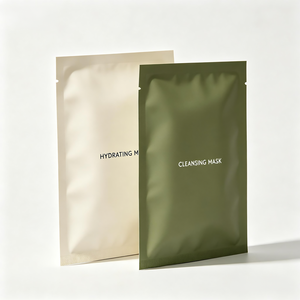 Bolsa de Plástico Cosmética con Sellado Térmico, Sellado de Tres Lados, Laminada con BOPP, Desechable, Impresión Offset Verde Beige - Product Image 2