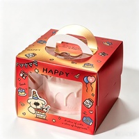 Emballage cadeau pour les fêtes, impression de logo personnalisé, boîte à pâtisserie, boîte à gâteau d'anniversaire, boîte à dessert avec fenêtre transparente en PET, poignée portable
