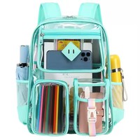 Vente chaude Gril Pvc Transparent Sac Étanche Mode Étudiant Enfants Sac À Dos Grande Capacité Mignon Bookbags