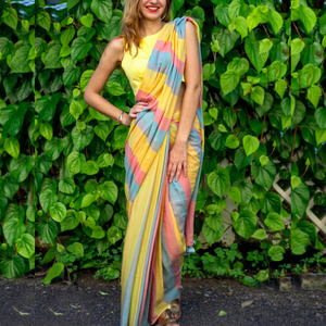 Sarees de Algodón Khadi de la Mejor Calidad con Bordado de Barra de Color y Borlas (Con Blusa), para Oficina/Uso Diario y Fiestas - Product Image 1