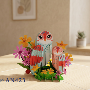 Meilleur Prix Artisanat Vietnamien de Hanoï, Style Animalier Fait Main, Tendance du Moment, Thème Journée de la Terre, Famille de Hiboux 3D Pop, Design Personnalisé Offset - Product Image 1