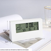 Réveil numérique intelligent avec écran LCD transparent, calendrier, prévisions météo, moniteur de température et d'humidité, pour table de chevet