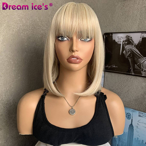 Parrucca Sintetica DREAM ICE'S, Bob Corto Liscio 12 Pollici, Biondo Chiaro, Elegante e alla Moda, Resistente al Calore, Densità 150% - Product Image 1