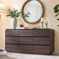Commode double à 9 tiroirs pour salon, design moderne en bois courbé, sans poignées, éco-responsable, armoire de rangement modulaire grande capacité