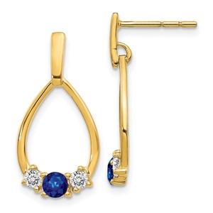 Boucles d'oreilles à clous tendance plaquées or 14 carats avec saphir bleu CZ, cadeau pour femmes, pierres précieuses, boucles d'oreilles pour femmes - Product Image 1