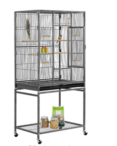 Casita de Pájaros Grande con Ruedas, Estación de Varillas, Bandeja de Alimentos, Jaulas de Cría, Diseño de Techo A LA Moda, Jaulas de Pájaros Grandes - Product Image 6