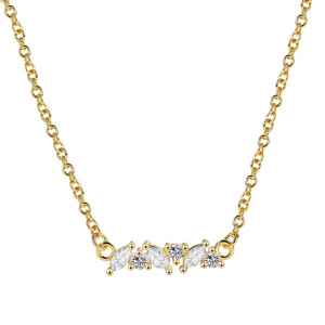 Elegant 18K Gold Plated Brass 5A Zircon Bar Pendant Necklace Women Geometric Shape Link <b>Chain</b> Claw Setting Trendy Gift - Product Image 4