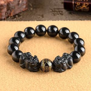 Bracelet en Jade Naturel Véritable Pixiu Noir, Bracelet en Jade pour Hommes et Femmes, Vente en Gros de Jade C279 - Product Image 1