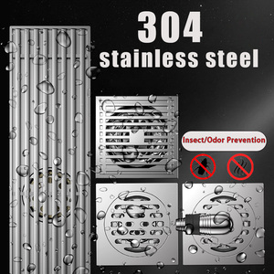 Desagüe de Piso SS304, Acabado Plateado Duradero para Baño y <span class=keywords><strong>Ducha</strong></span>, Desagüe de Piso Largo y Cuadrado - Product Image 2