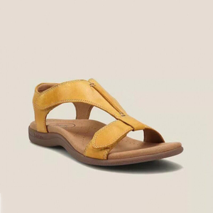 Sandali Ortopedici Comfort da <span class=keywords><strong>Donna</strong></span> - Scarpe Piatte con Cinturino a T in MICROFIBRA PU Regolabile, Nere, Rosse, Gialle, Blu - Product Image 3