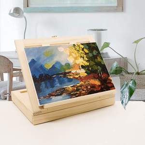 Портативный деревянный мольберт Huashen, набор для рисования 12 видов цветов, 2 кисти, палитра и нож, подходит для взрослых, художников, детей - Product Image 6