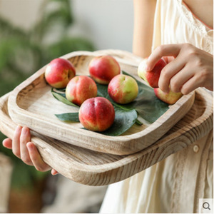 Wooden Square <b>Tray</b> Paulownia Wood Vintage Solid Wood Fruit Plate <b>Dinner</b> Plate Serving <b>Tray</b> For Home Hotel Use - Product Image 1