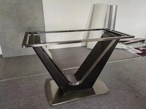 Support de meuble moderne en métal à pied central en V en acier inoxydable pour base de table à manger en marbre - Product Image 4