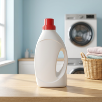 Bouteille ovale en plastique HDPE de 2200 ml avec bouchon à vis et poignée, recyclable, pour détergent liquide, emballage de produits chimiques ménagers
