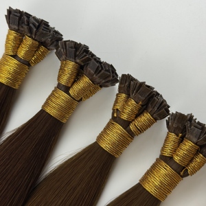 Extensions de cheveux lisses et soyeux en gros, pointe plate, cheveux bruts non traités Remy, pour tressage, extensions de cheveux humains à pointe plate en kératine - Product Image 3