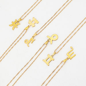 INS Simple 18K PVD Plaqué Or DIY Bijoux En Acier Inoxydable Charmes Du Zodiaque <span class=keywords><strong>Horoscope</strong></span> avec Anneau De Saut Raccord pour Enfants - Product Image 4