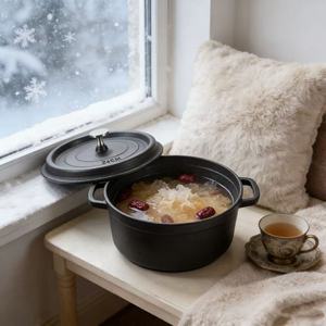 Marmite <span class=keywords><strong>en</strong></span> <span class=keywords><strong>fonte</strong></span> émaillée pour mijoter, usage domestique et commercial, compatible avec les cuisinières à gaz et les plaques à <span class=keywords><strong>induction</strong></span>, ustensile de cuisson, poêle à frire - Product Image 3