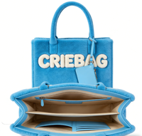 Benutzerdefiniertes Logo 2026 Blaue Flauschige Wasserdichte PU Mode-Schultertasche 3D-Buchstaben-Dekor Mini-Etikett Große Kapazität Lässige Alltagstasche