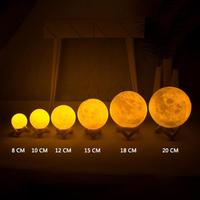 Lampe Lune LED 3D Globe Imprimé 3D Tactile et Télécommandé 16 Couleurs Rechargeable PVC Lumière Lunaire Cadeau