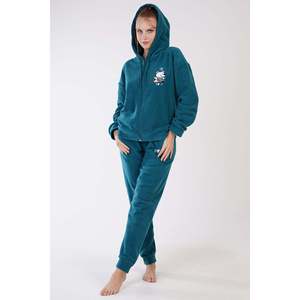 Ensemble de pyjama en polaire à manches longues pour femmes, avec fermeture éclair, épaules tombantes, poignets et poches, vêtements de nuit - Product Image 3