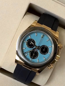 Reloj Cronógrafo de Lujo para Hombre, Dorado, con Esfera de 3 Ojos, Marcadores de Diamantes Negros, Acero Inoxidable, Resistente al Agua, para Negocios - Product Image 1