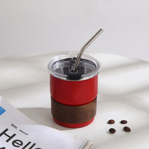 לוגו מותאם אישית 300 מ "ל כוסות מוערמות 304 נירוסטה קיר יחיד גביע קפה ספל קפה עם מכסה חיצוני נייד - Product Image 4