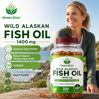 Elixir vert, capsules d'huile de poisson oméga-3, sauvage d'Alaska, 230 capsules/flacon, certifié halal, aide à la digestion, 1 à 2 capsules par jour pour adultes