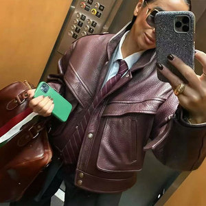 ジャケット・アウター SHEEP Leather High Neck Blouson Auralee Lamb Leather Zip Blouson Black – Neighbour