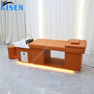 Équipement de salon commercial Kisen, lit de lavage de luxe avec circulation d'eau avancée, pommeau de douche apaisant, table de massage spa - Product Image 2