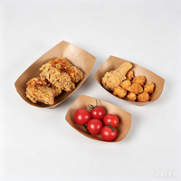 Plateau en papier kraft laminé PE écologique 100 % jetable de qualité supérieure pour hamburgers et sushis