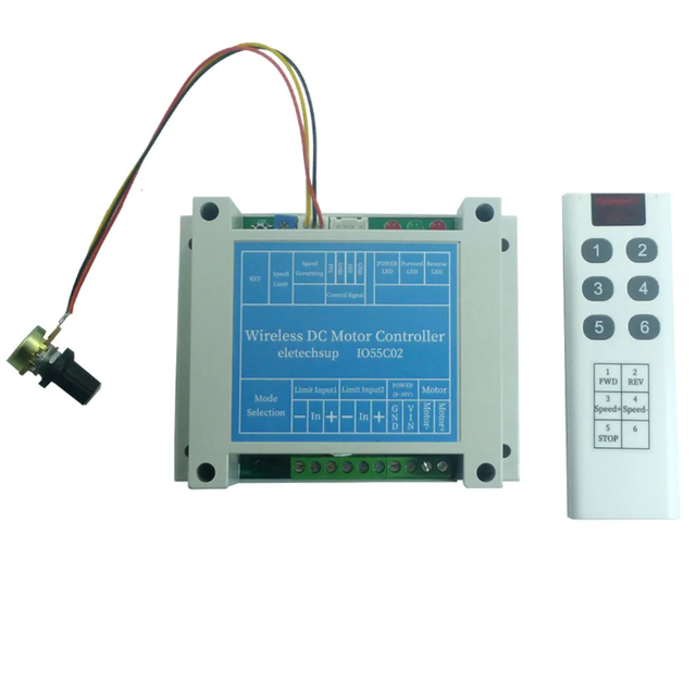Eletechsup IO55C02 TB453 200W 12V 24V DC Motor Driver Module 433M Wireless Remote Controller Forward Reverse Limit Speed Board