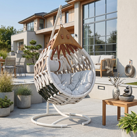Meiqi Parikintu Moderner Umweltfreundlicher Lounge-Sessel in Eiform aus Aluminiumlegierung Balkon-Hängesessel Beistelltisch für Park und Outdoor