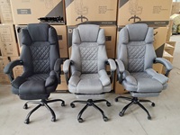 Chaise de bureau confortable à dossier haut en tissu, pivotante et rembourrée, avec repose-pieds