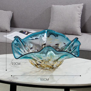 <span class=keywords><strong>Assiette</strong></span> de fruits décorative en <span class=keywords><strong>verre</strong></span> de forme nordique stockage à domicile créatif d'ornements d'<span class=keywords><strong>assiette</strong></span> de fruits secs bol en <span class=keywords><strong>verre</strong></span> <span class=keywords><strong>bleu</strong></span> ambre soufflé murano - Product Image 3