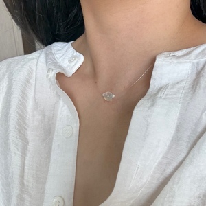 Collier clavicule invisible en pierre de raisin vert clair naturelle, perle d'eau douce naturelle, série de guérison, simple, beau et naturel - Product Image 4