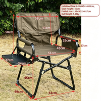 Chaise de Réalisateur Pliante à Dossier Haut en Acier, Tissu Oxford 600D, Pliage Compact 55cm, pour Jardin, Plage, Pêche, Camping