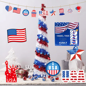 Adornos de Papel para el Día de la Independencia de EE. UU., Forma de Corazón, Decoraciones para Fiestas con Cuerda de Cáñamo para Celebraciones - Product Image 2