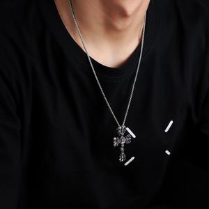 Wholesale Men's Gold Plated Stainless Steel Cross Pendant Necklace Distinctive Geometric Pattern Trendy Hip Hop Cubic Link Box - Product Image 2