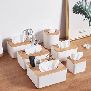 Boîte à mouchoirs promotionnelle personnalisée avec logo, cadeau publicitaire, boîte à mouchoirs de luxe pour la maison et la voiture, en plastique avec couvercle en bambou - Product Image 2